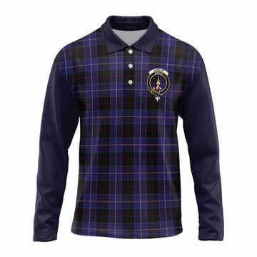 Dunlop Tartan Accent Long Sleeve Polo Shirt with Family Crest