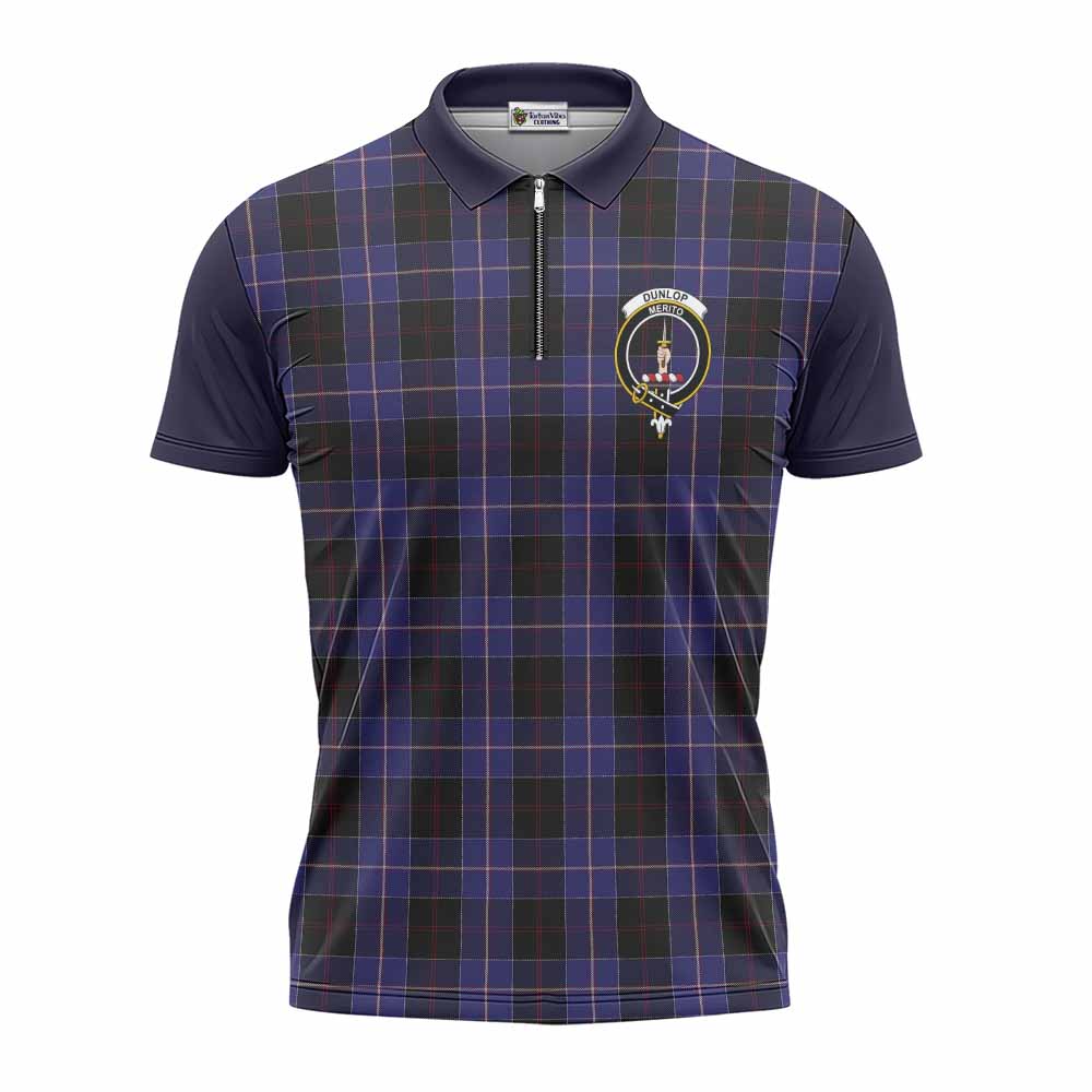 Dunlop Tartan Accent Zipper Polo Shirt with Family Crest