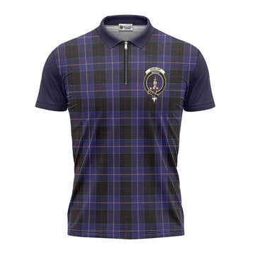 Dunlop Tartan Accent Zipper Polo Shirt with Family Crest