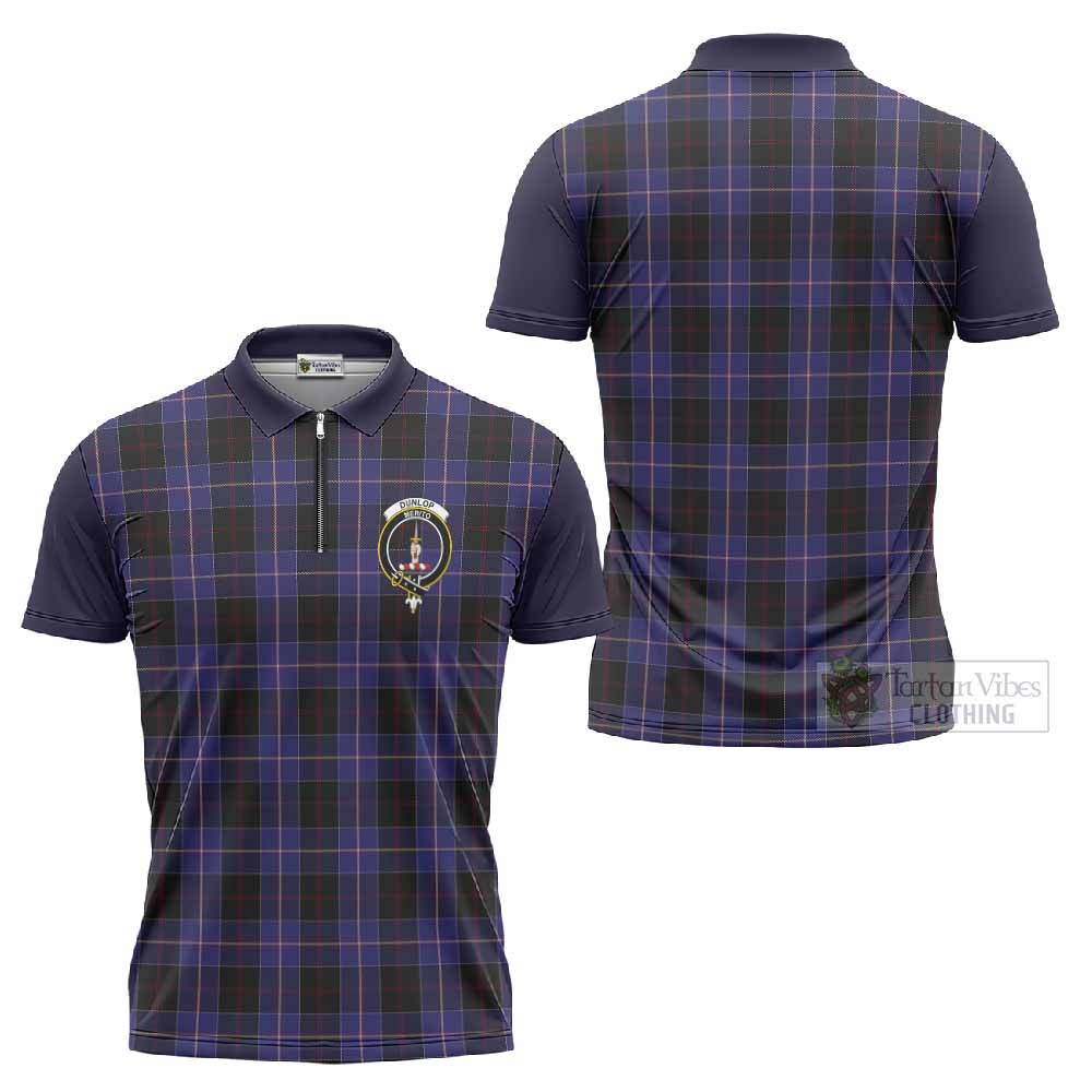 Dunlop Tartan Accent Zipper Polo Shirt with Family Crest