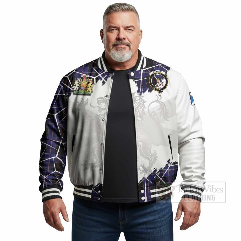 Dunlop Tartan Baseball Jacket with Family Crest and Lion Rampant Grunge Style