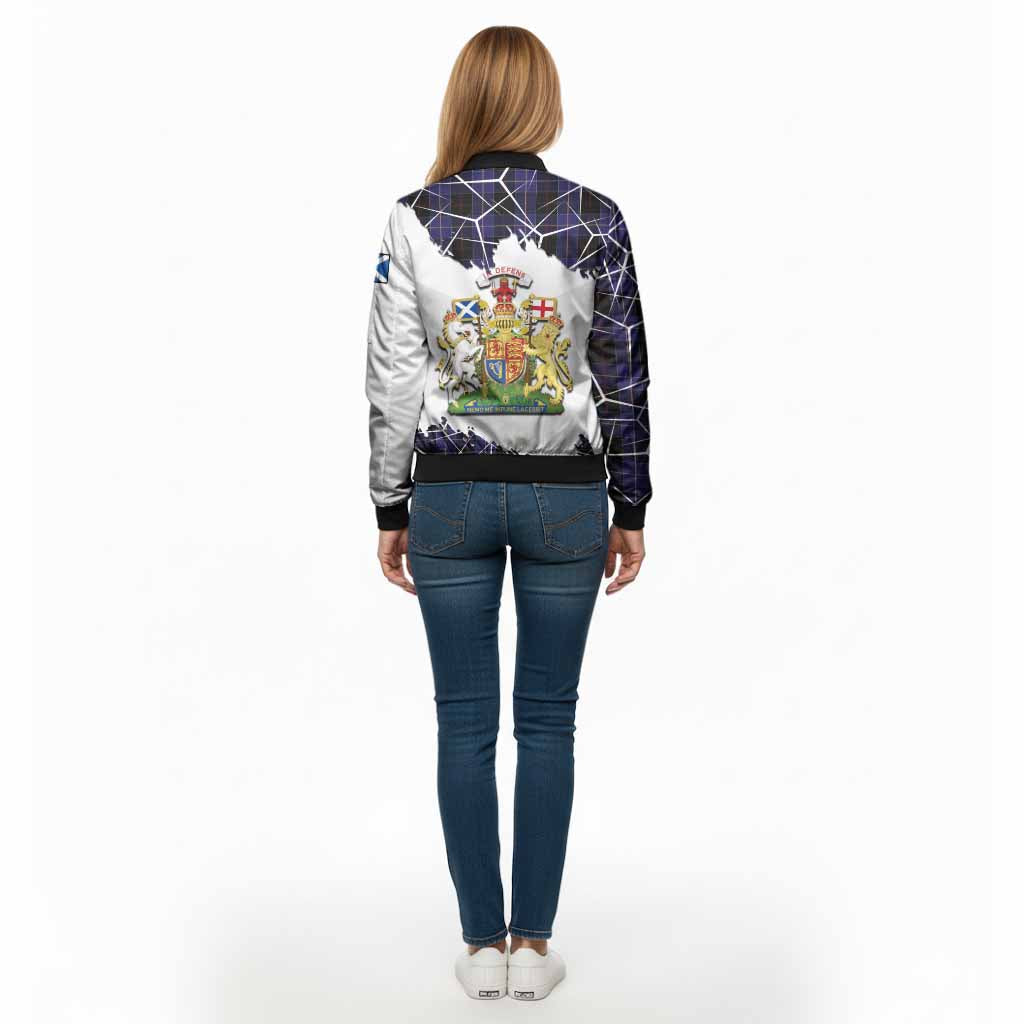 Dunlop Tartan Bomber Jacket with Family Crest and Lion Rampant Grunge Style