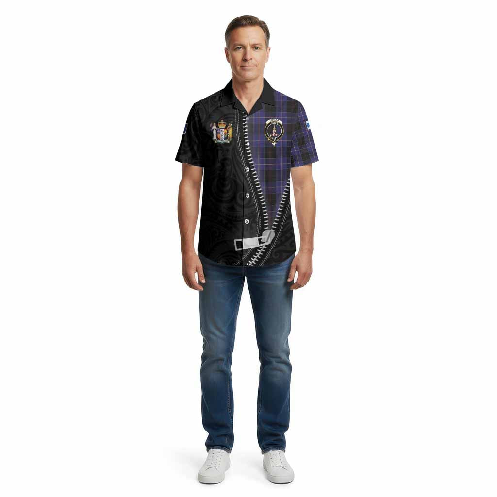 Dunlop Tartan Cotton Hawaiian Shirt New Zealand Pattern Unique Zipper Stylized