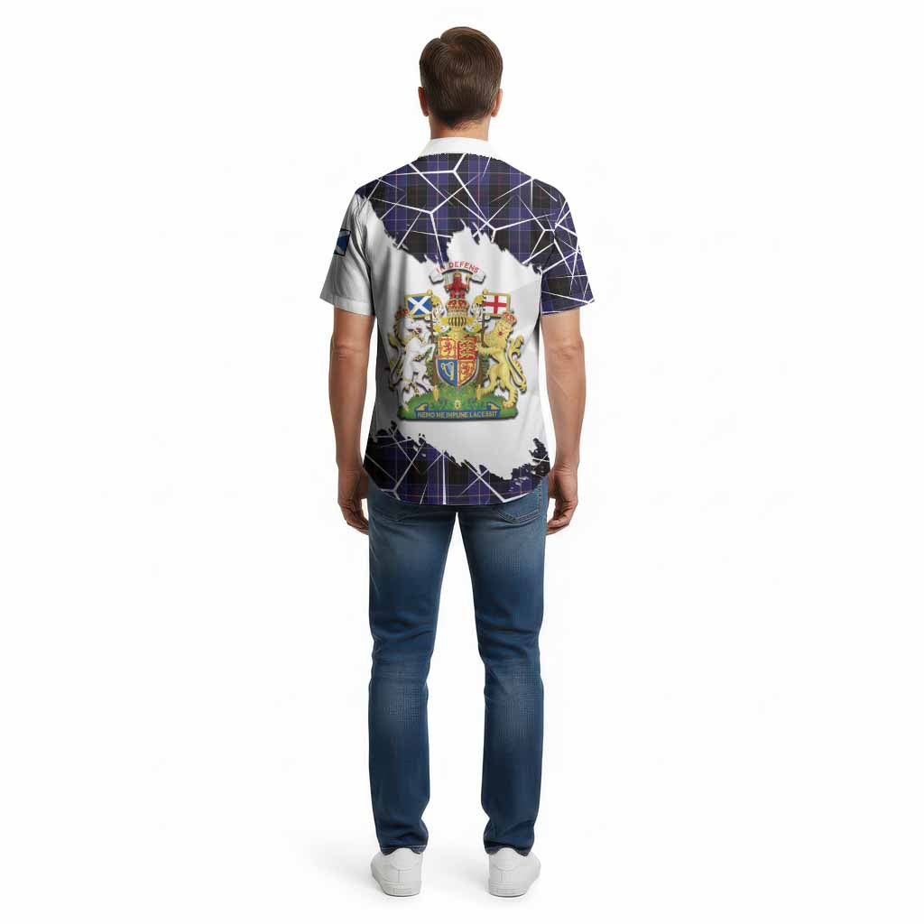 Dunlop Tartan Cotton Hawaiian Shirt with Family Crest and Lion Rampant Grunge Style