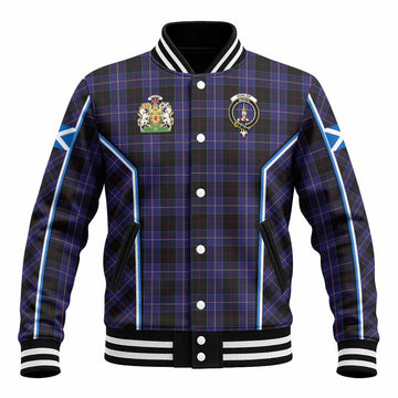 Dunlop Tartan Crest Baseball Jacket Scotland Coat of Arm Flag Style