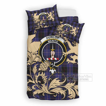Dunlop Tartan Crest Bedding Set with Scottish Iconic Symbols 