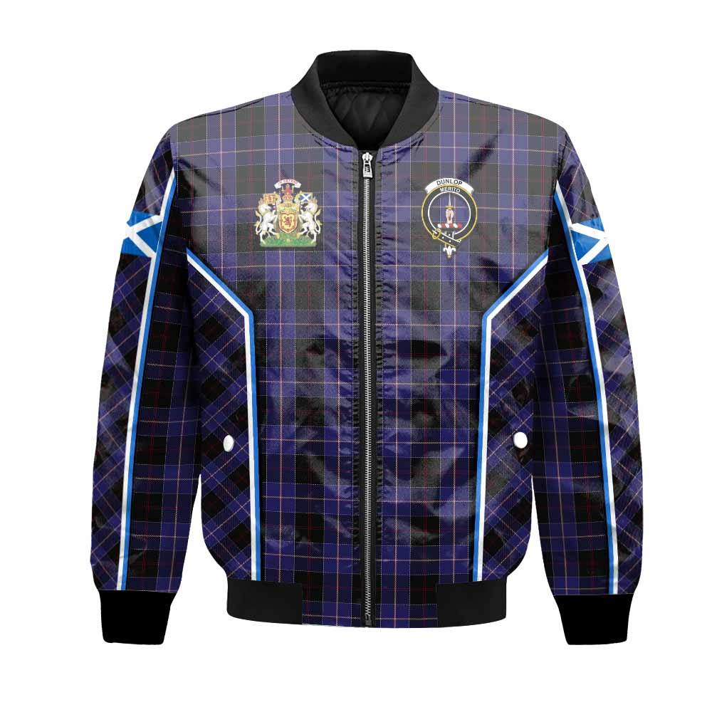 Dunlop Tartan Crest Bomber Jacket Scotland Coat of Arm Flag Style - Tartan Vibes Clothing