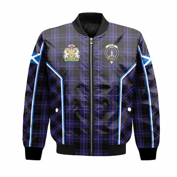 Dunlop Tartan Crest Bomber Jacket Scotland Coat of Arm Flag Style