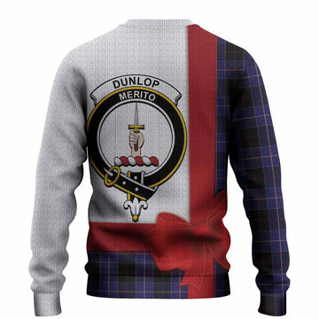 Dunlop Tartan Crest Christmas Christmas Ugly Sweater Highland Cow Bagpipes Coquette Bow Style