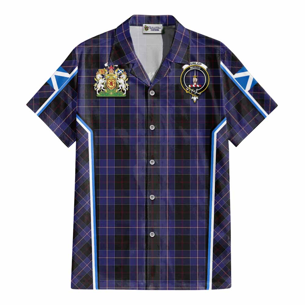 Dunlop Tartan Crest Cotton Hawaiian Shirt Scotland Coat of Arm Flag Style - Tartan Vibes Clothing