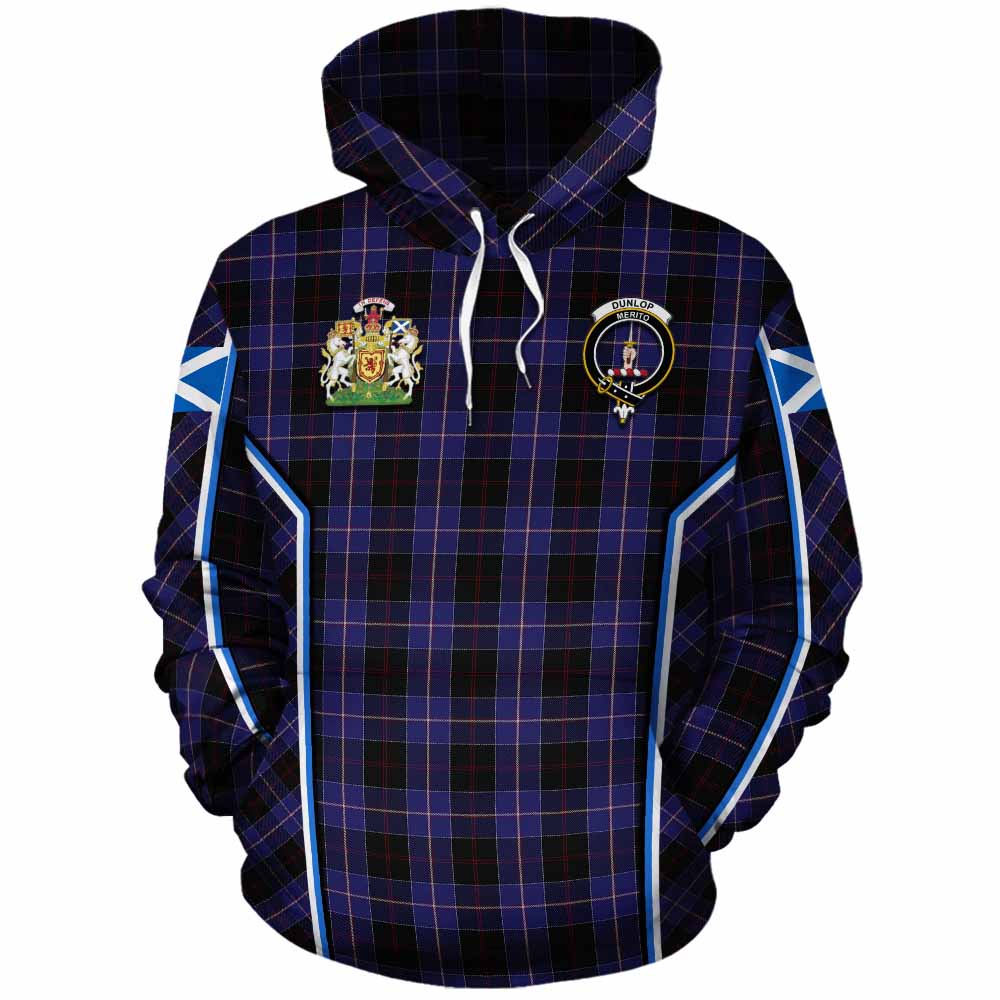 Dunlop Tartan Crest Cotton Hoodie Scotland Coat of Arm Flag Style - Tartan Vibes Clothing