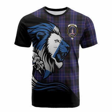 Dunlop Tartan Crest Cotton T-shirt Scottish Golden Lions Wave Flow