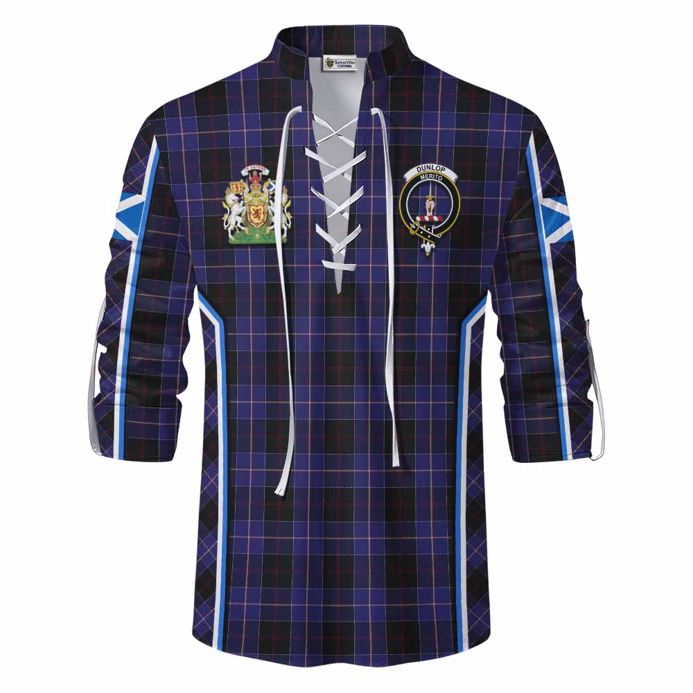 Dunlop Tartan Crest Ghillie Kilt Shirt Scotland Coat of Arm Flag Style - Tartan Vibes Clothing