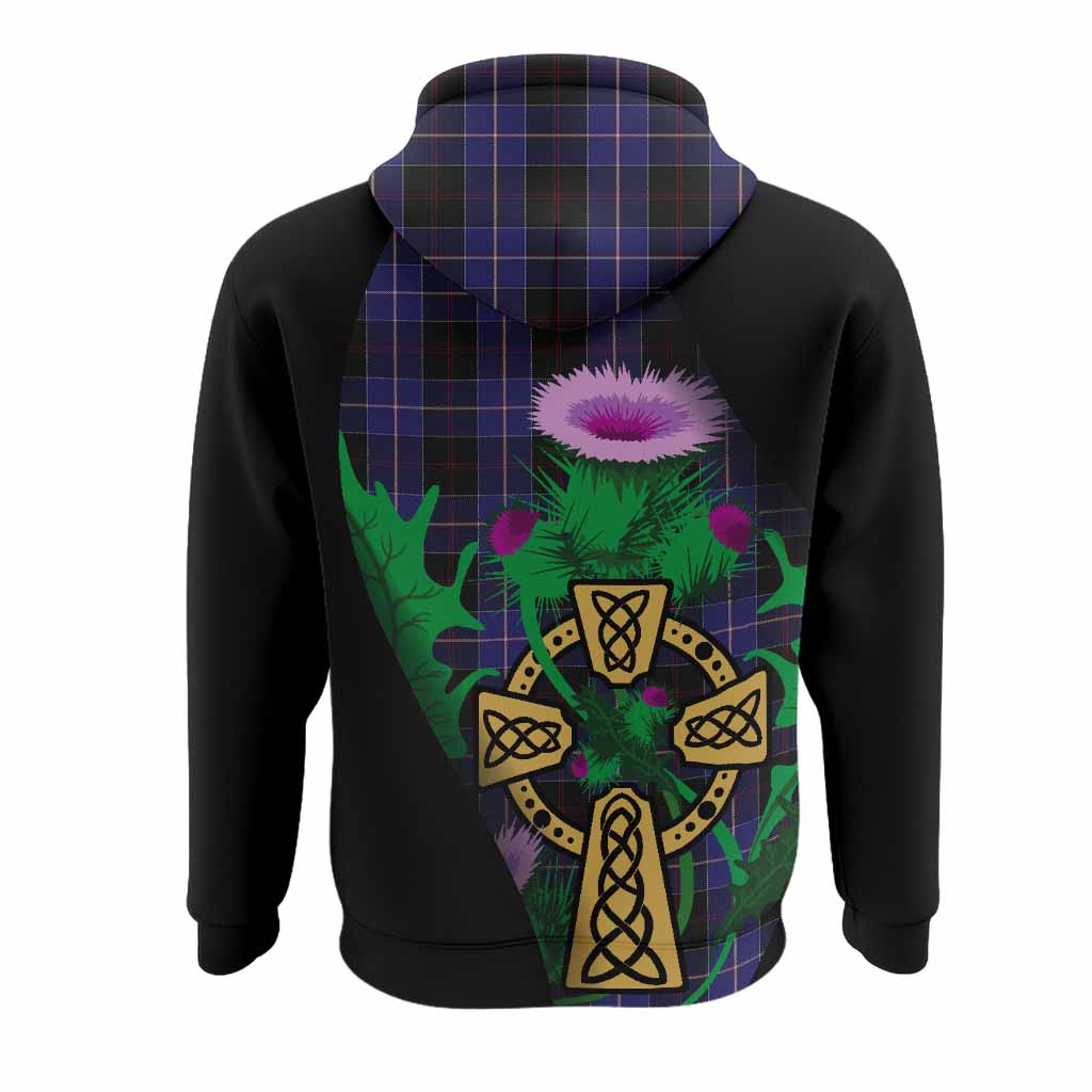 Dunlop Tartan Crest Hoodie Celtic Cross Thistle Flowers