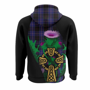 Dunlop Tartan Crest Hoodie Celtic Cross Thistle Flowers