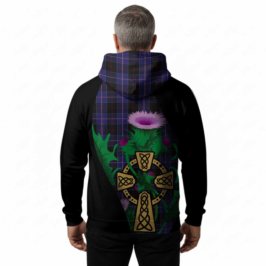 Dunlop Tartan Crest Hoodie Celtic Cross Thistle Flowers