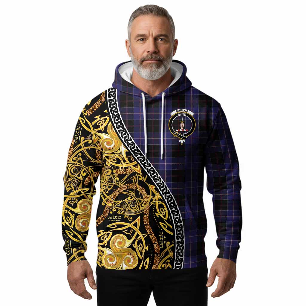 Dunlop Tartan Crest Hoodie Celtic Knot and Triple Trickle Spiral Symbols