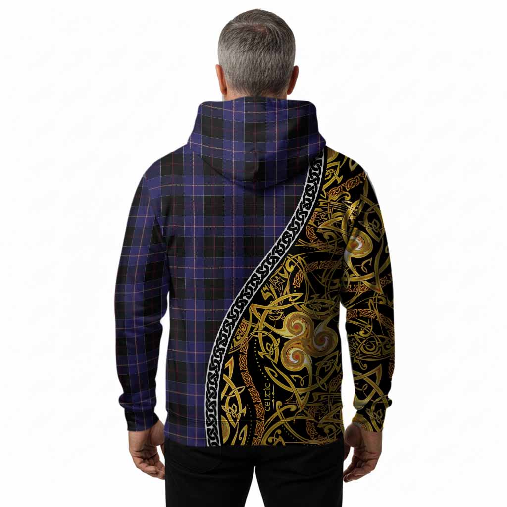 Dunlop Tartan Crest Hoodie Celtic Knot and Triple Trickle Spiral Symbols