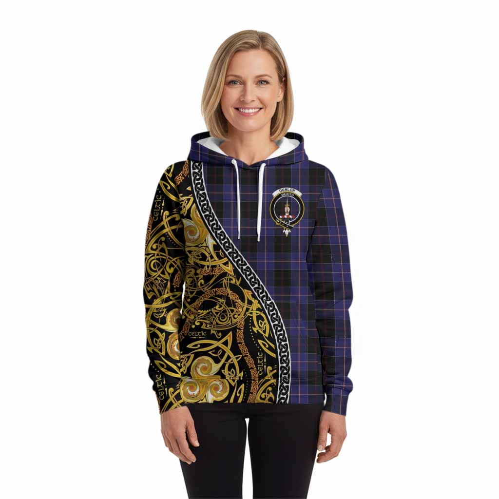 Dunlop Tartan Crest Hoodie Celtic Knot and Triple Trickle Spiral Symbols