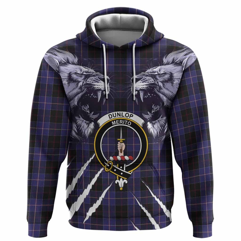 Dunlop Tartan Crest Hoodie Ferocious Lion Style
