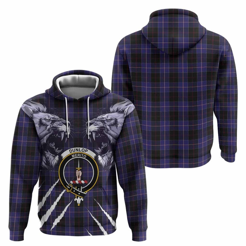 Dunlop Tartan Crest Hoodie Ferocious Lion Style