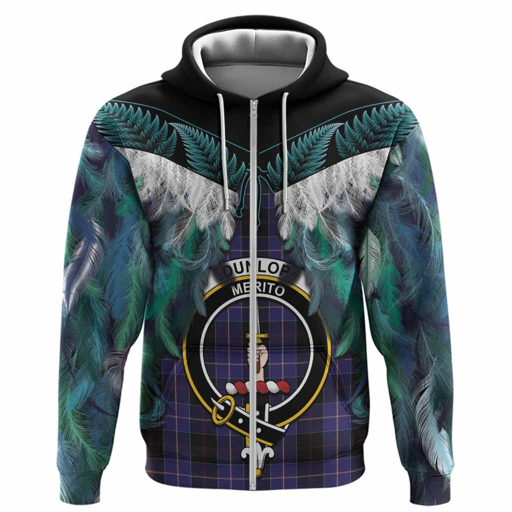 Dunlop Tartan Crest Hoodie New Zealand Maori Korowai Cloak
