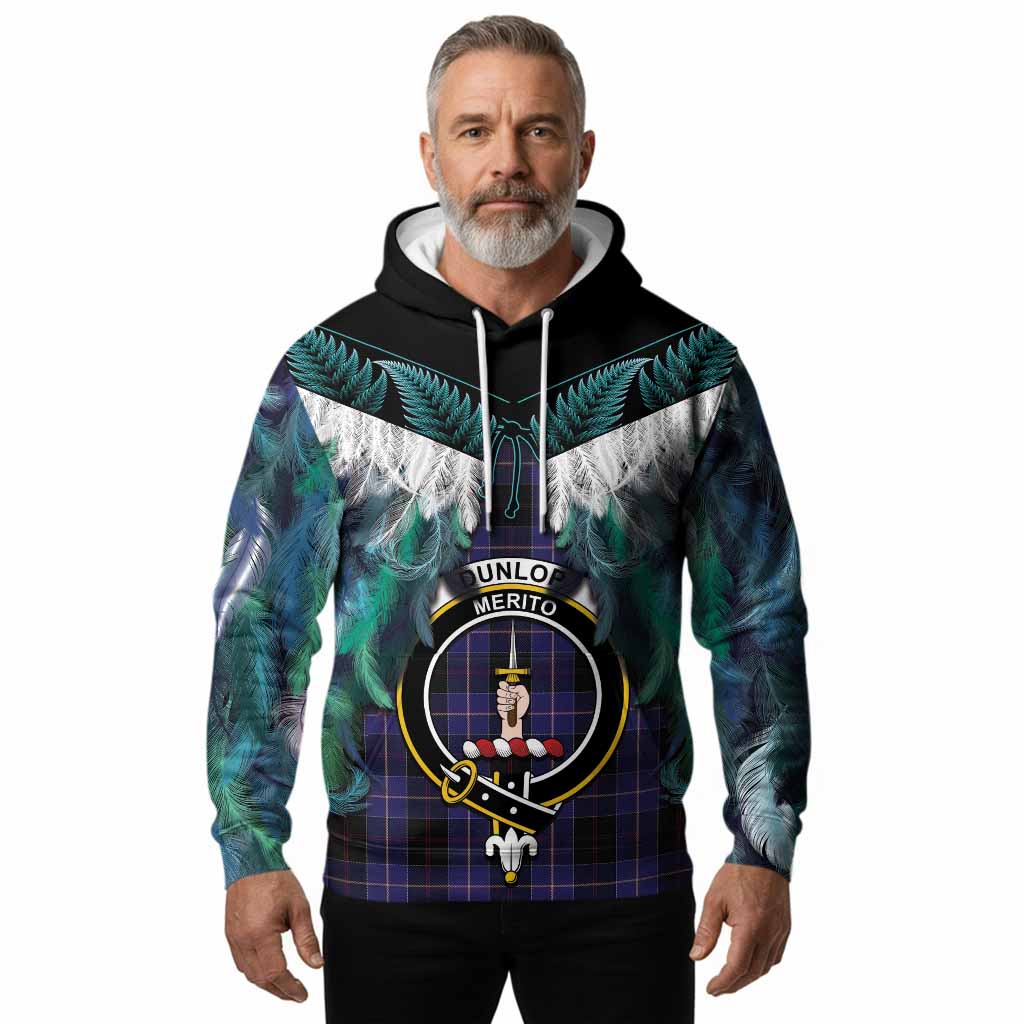 Dunlop Tartan Crest Hoodie New Zealand Maori Korowai Cloak
