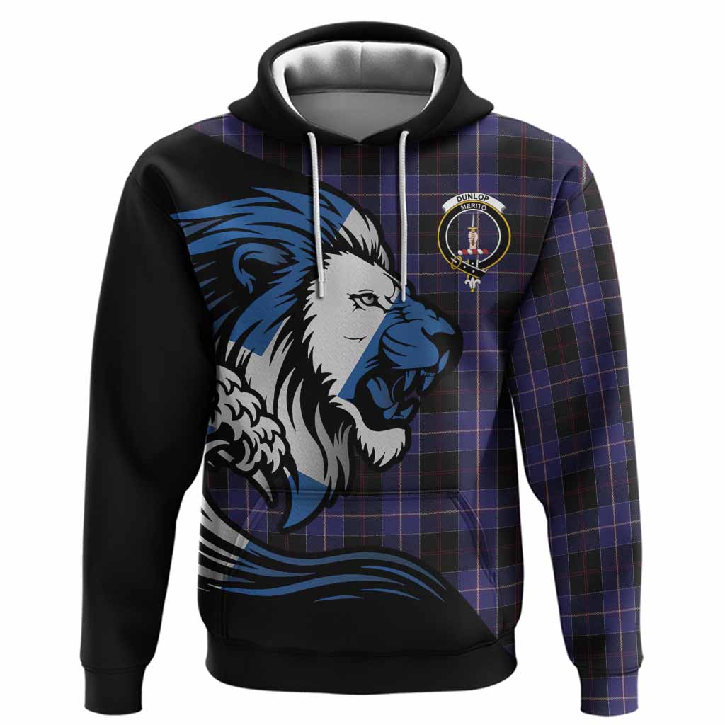 Dunlop Tartan Crest Hoodie Scottish Golden Lions Wave Flow