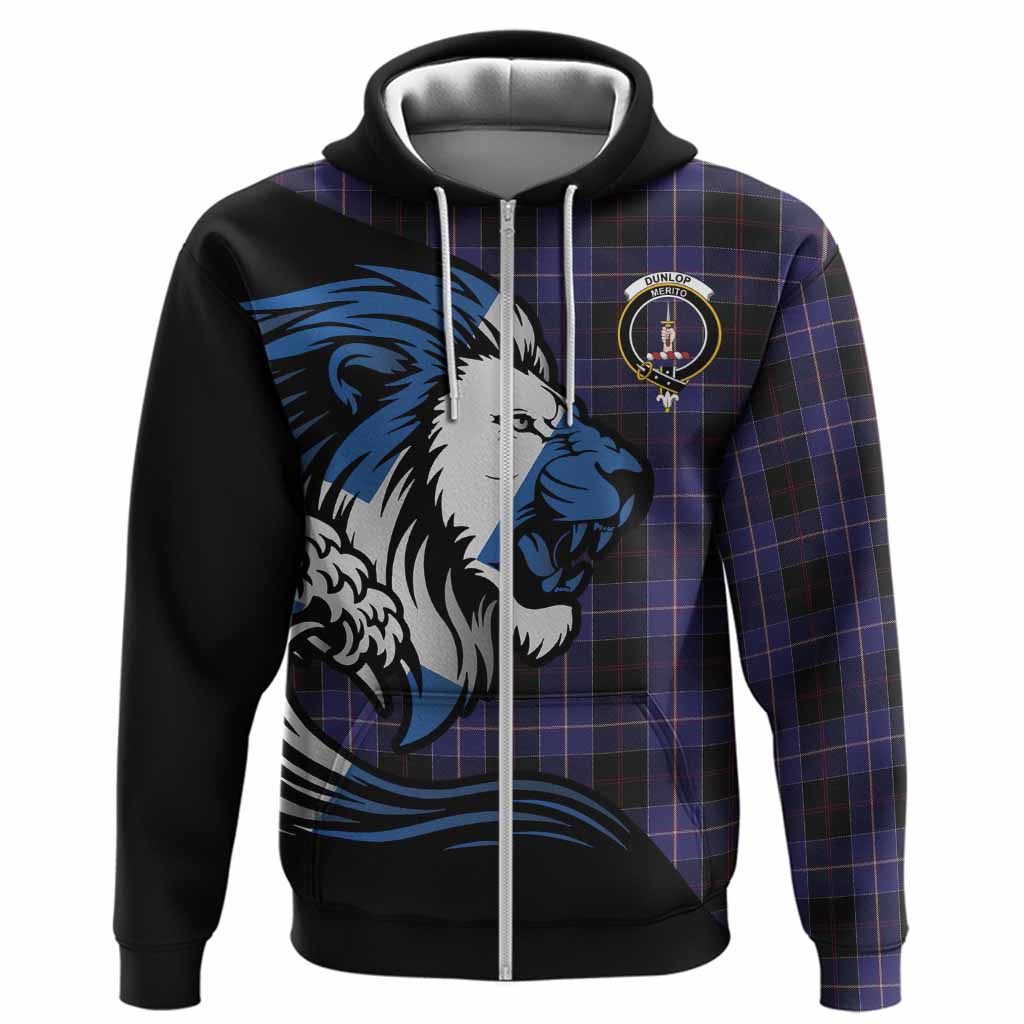 Dunlop Tartan Crest Hoodie Scottish Golden Lions Wave Flow
