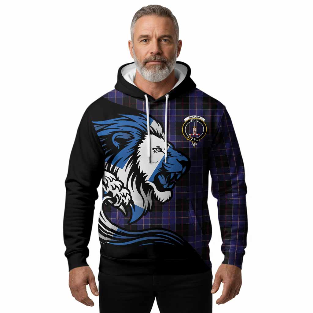 Dunlop Tartan Crest Hoodie Scottish Golden Lions Wave Flow