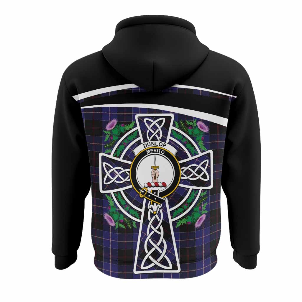 Dunlop Tartan Crest Hoodie Scottish Thistle Celtic Cross Alba Gu Brath