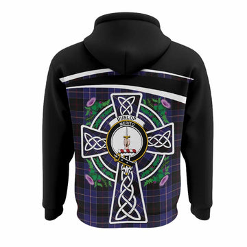 Dunlop Tartan Crest Hoodie Scottish Thistle Celtic Cross Alba Gu Brath