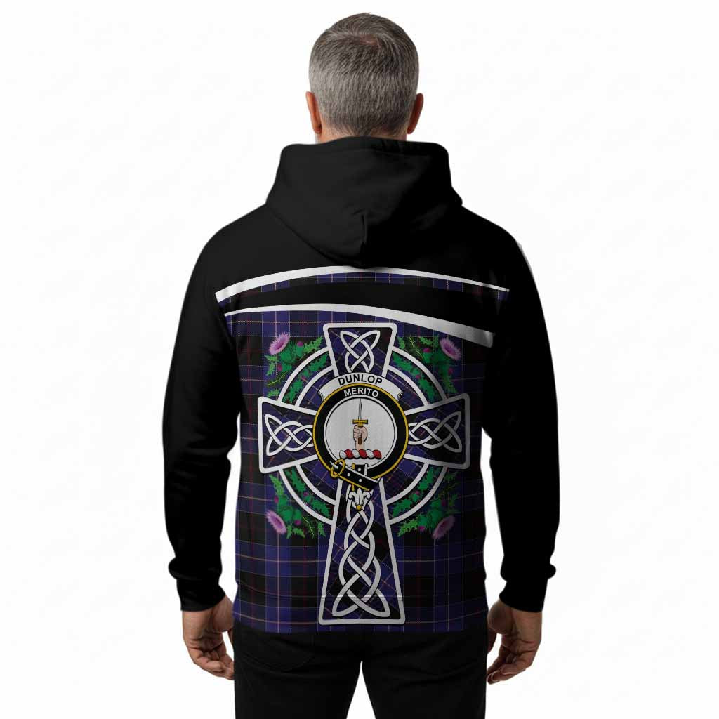 Dunlop Tartan Crest Hoodie Scottish Thistle Celtic Cross Alba Gu Brath