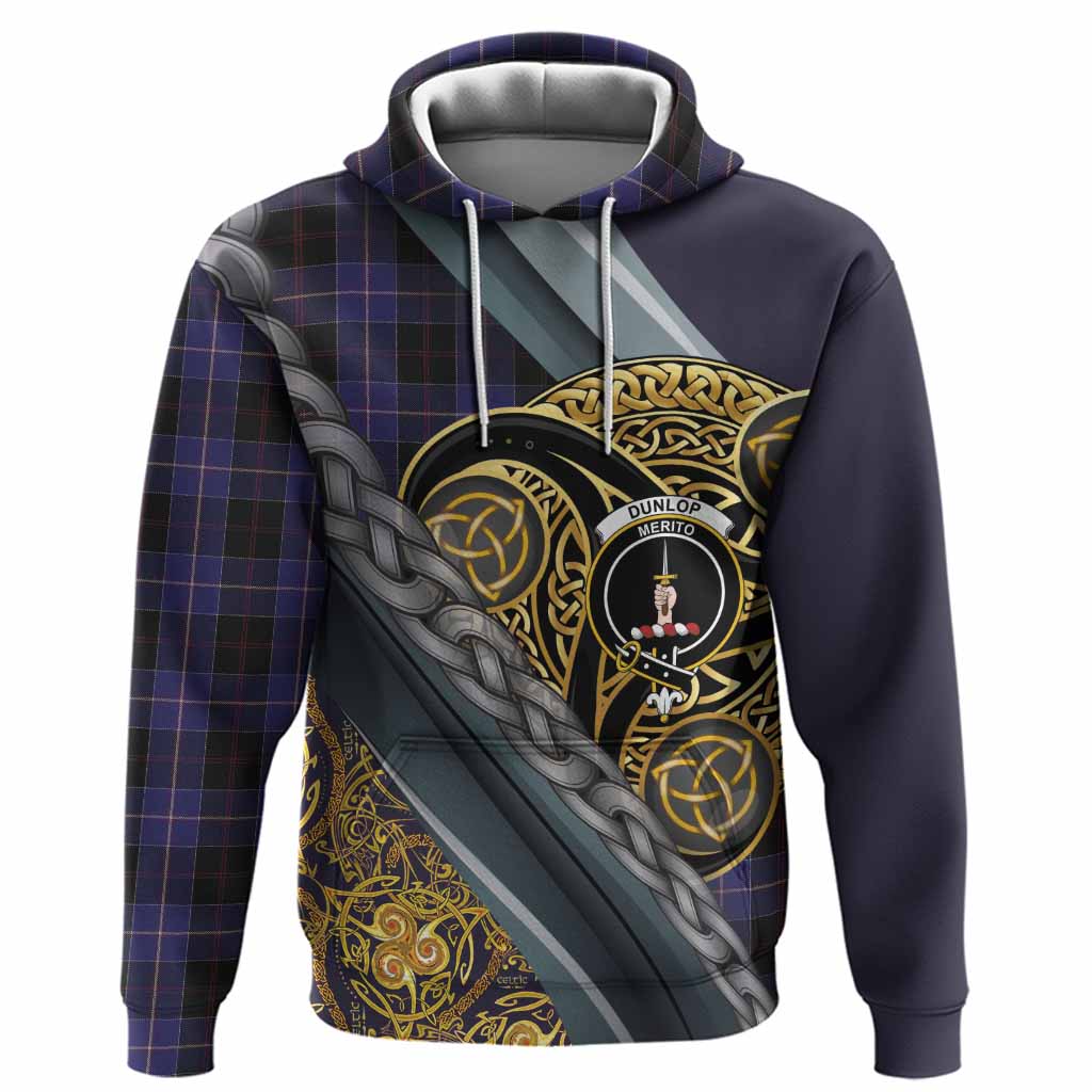 Dunlop Tartan Crest Hoodie Scottish Triskele Celtic