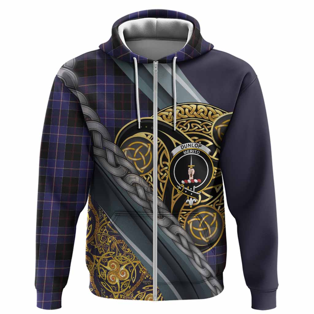 Dunlop Tartan Crest Hoodie Scottish Triskele Celtic