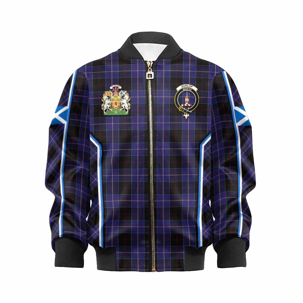 Dunlop Tartan Crest Kid Bomber Jacket Scotland Coat of Arm Flag Style - Tartan Vibes Clothing