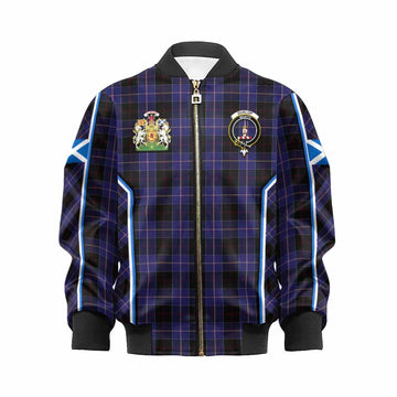 Dunlop Tartan Crest Kid Bomber Jacket Scotland Coat of Arm Flag Style