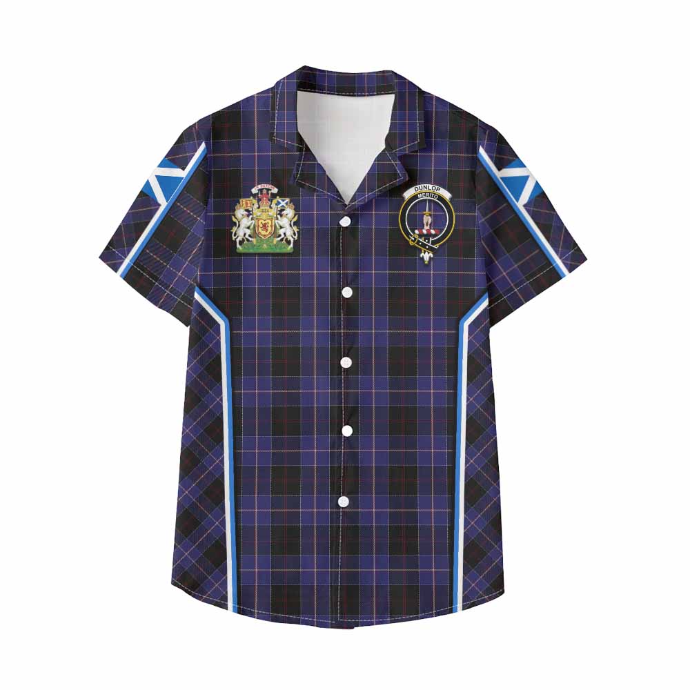 Dunlop Tartan Crest Kid Hawaiian Shirt Scotland Coat of Arm Flag Style - Tartan Vibes Clothing