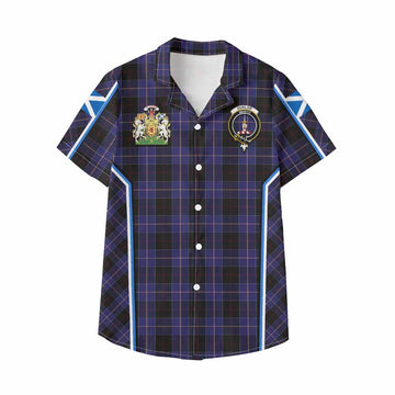 Dunlop Tartan Crest Kid Hawaiian Shirt Scotland Coat of Arm Flag Style - Tartan Vibes Clothing