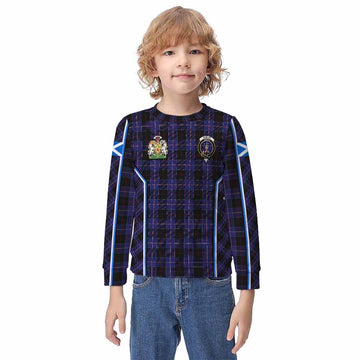 Dunlop Tartan Crest Kid Knitted Sweatshirt Scotland Coat of Arm Flag Style