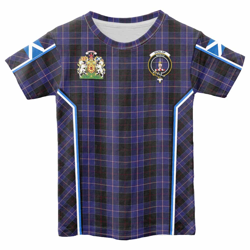 Dunlop Tartan Crest Kid T-shirt Scotland Coat of Arm Flag Style - Tartan Vibes Clothing