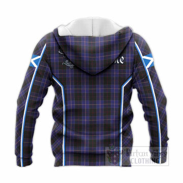 Dunlop Tartan Crest Knitted Hoodie Scotland Coat of Arm Flag Style