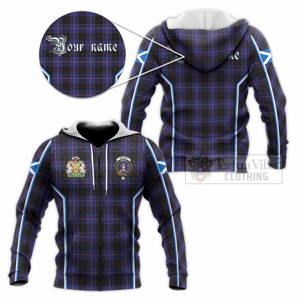 Dunlop Tartan Crest Knitted Hoodie Scotland Coat of Arm Flag Style - Tartan Vibes Clothing