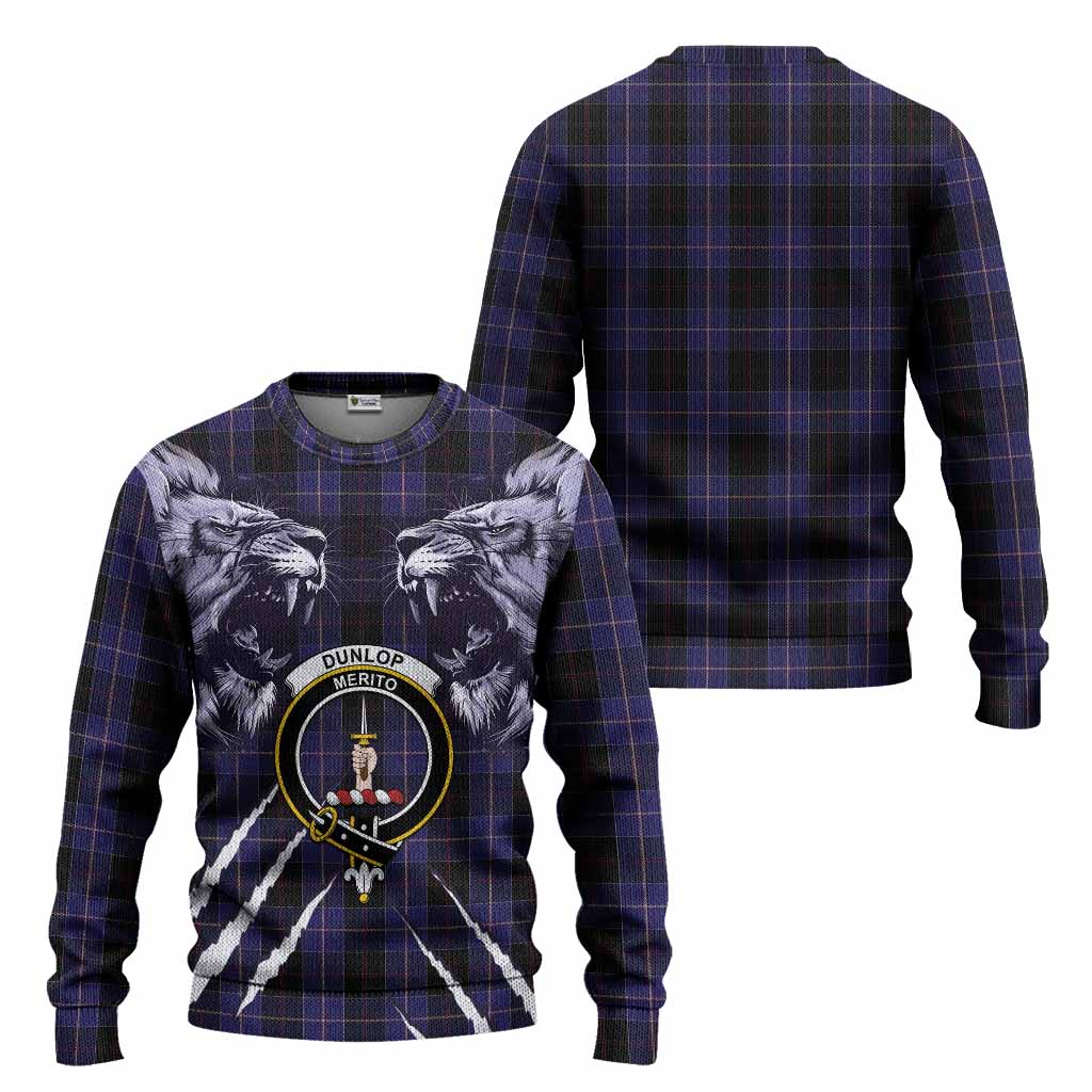 Dunlop Tartan Crest Knitted Sweater Ferocious Lion Style