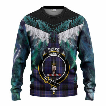 Dunlop Tartan Crest Knitted Sweater New Zealand Maori Korowai Cloak