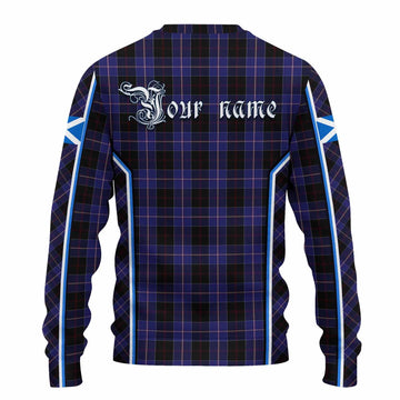 Dunlop Tartan Crest Knitted Sweater Scotland Coat of Arm Flag Style