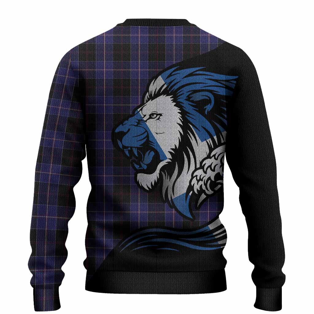 Dunlop Tartan Crest Knitted Sweater Scottish Golden Lions Wave Flow