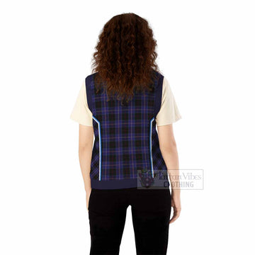 Dunlop Tartan Crest Knitted V-Neck Vest Scotland Coat of Arm Flag Style