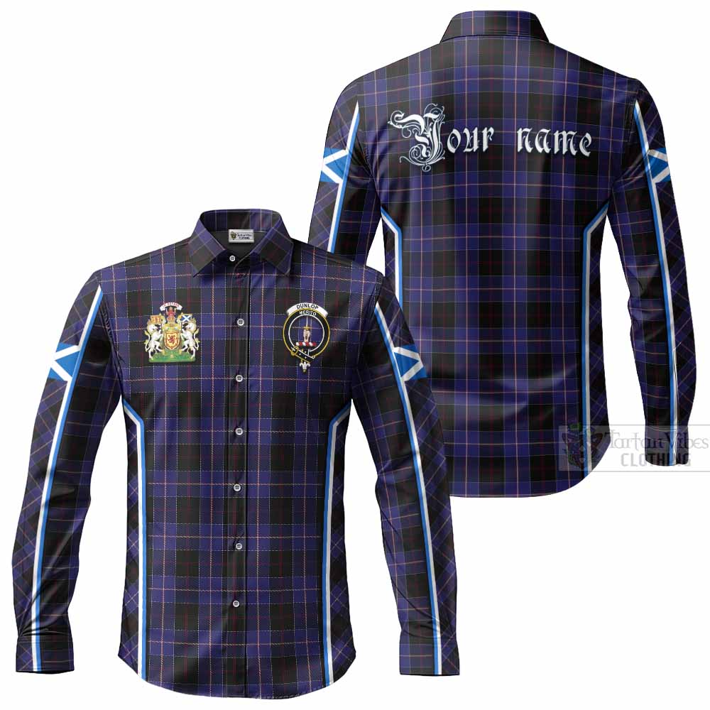 Dunlop Tartan Crest Long Sleeve Button Shirts Scotland Coat of Arm Flag Style - Tartan Vibes Clothing