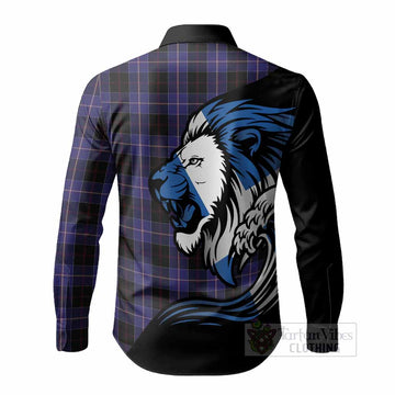 Dunlop Tartan Crest Long Sleeve Button Shirts Scottish Golden Lions Wave Flow